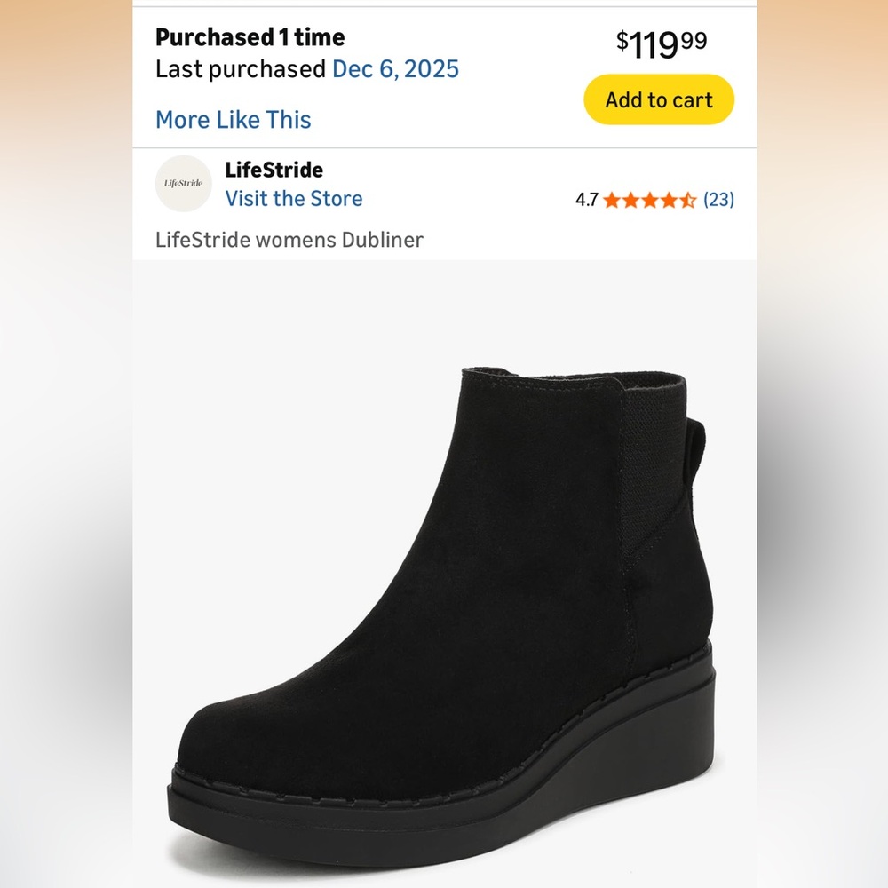 LifeStride Dubliner Wedge Bootie Black